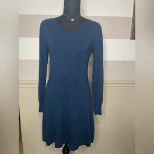 Navy Blue Angora Sweater Dress, Size Small